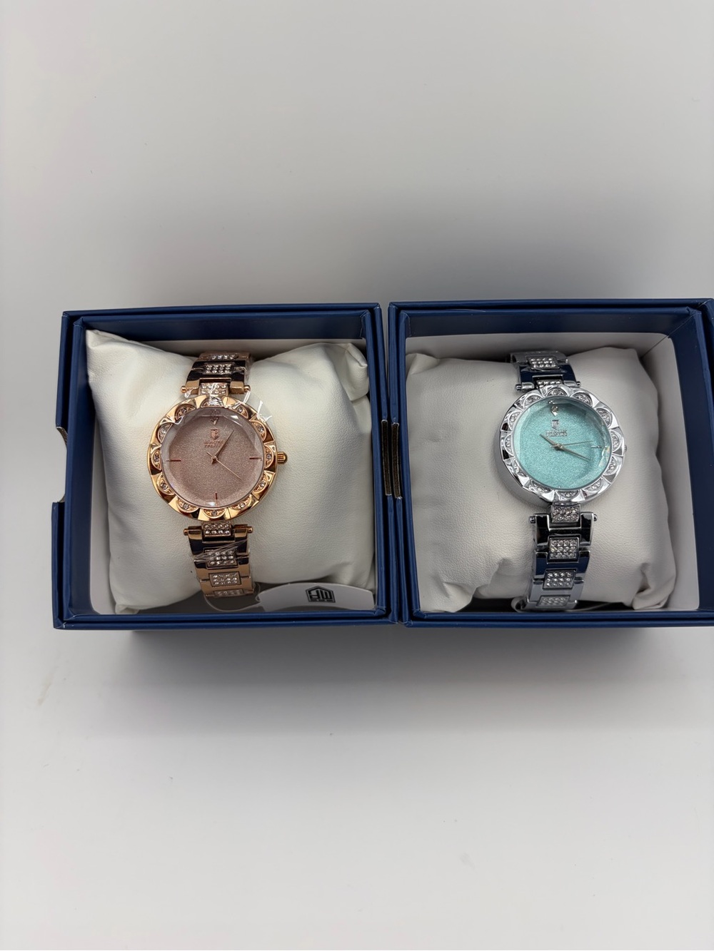 Invicta lot of 2 Women's Rose Gold & Mint Crystal Accent Bracelet Watch Set